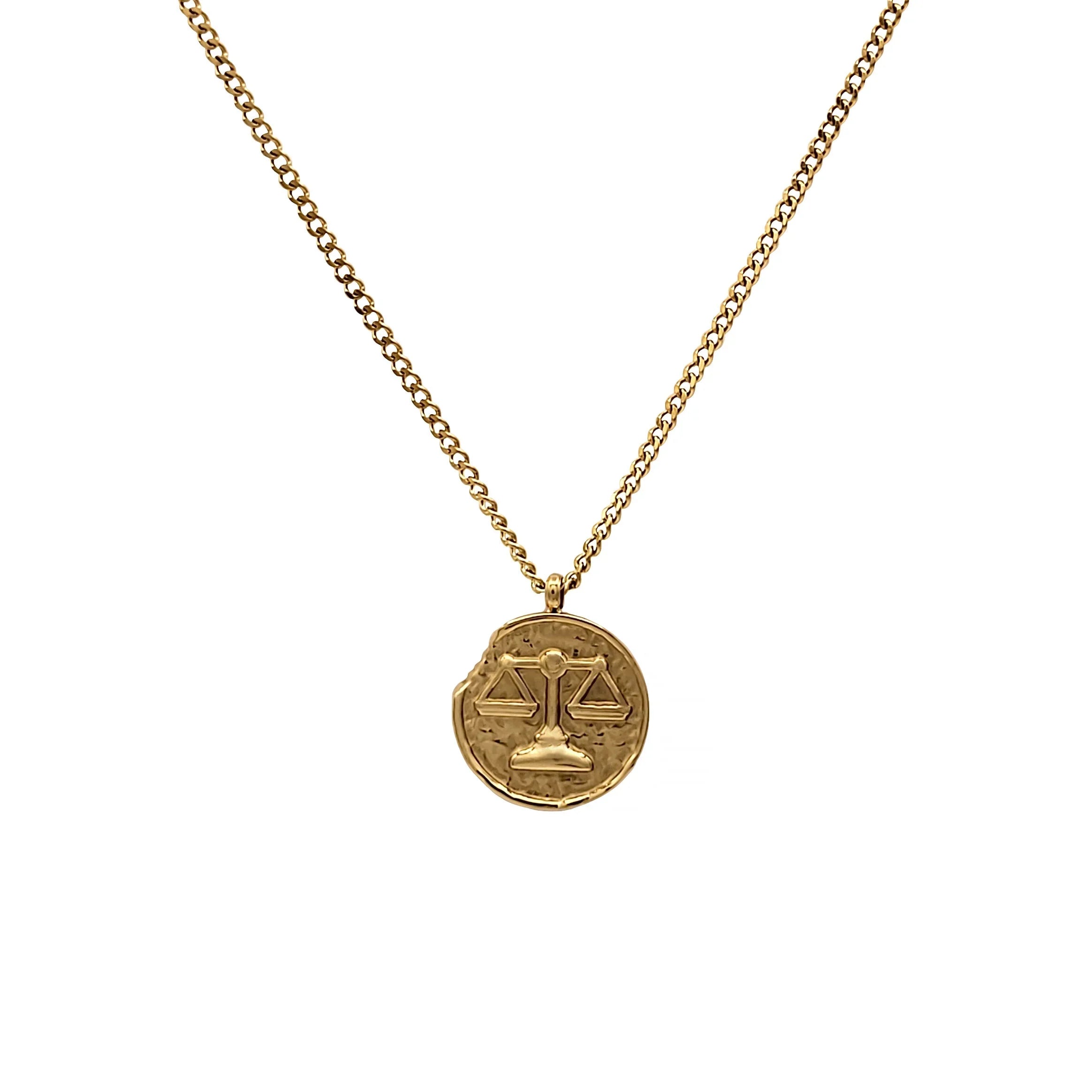 Stylish Blue Box Boutique Inc Gold Stainless Steel Libra Zodiac Pendant Necklace for Women, Teens | Horoscope, Birthday Gift