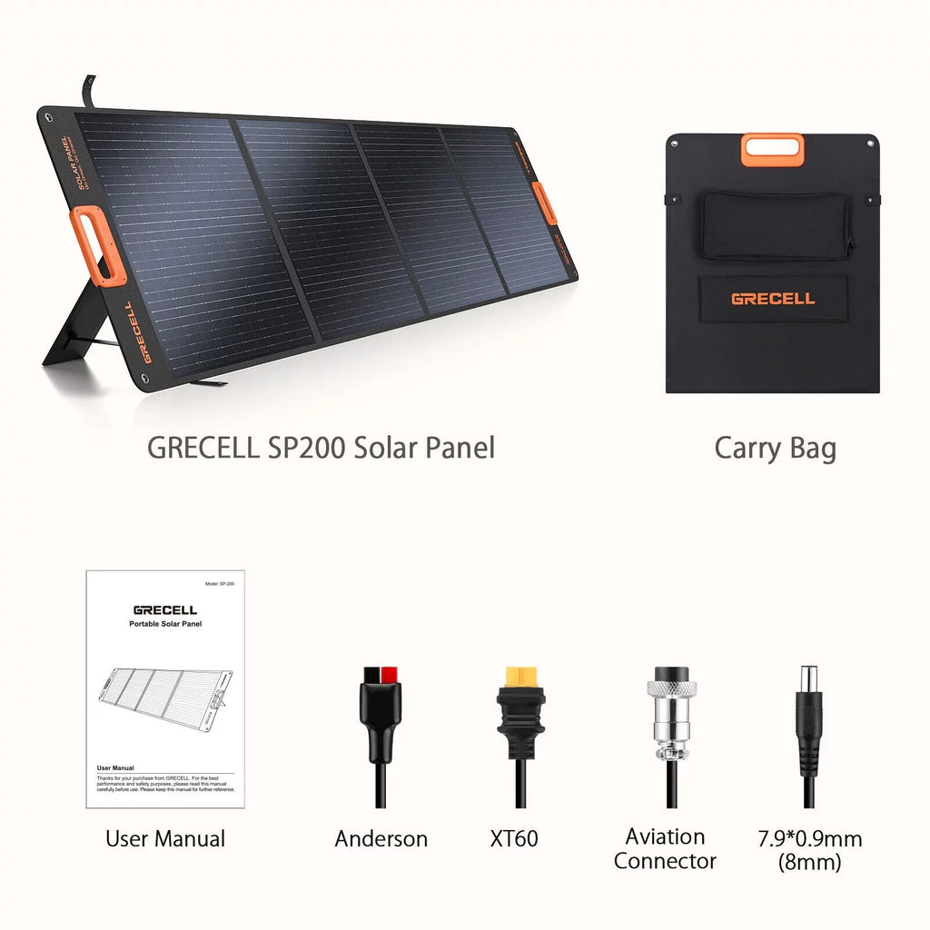 Stylish GRECELL 1000W Power Station + 200W Foldable Solar Panel Kits Set for RV Camping