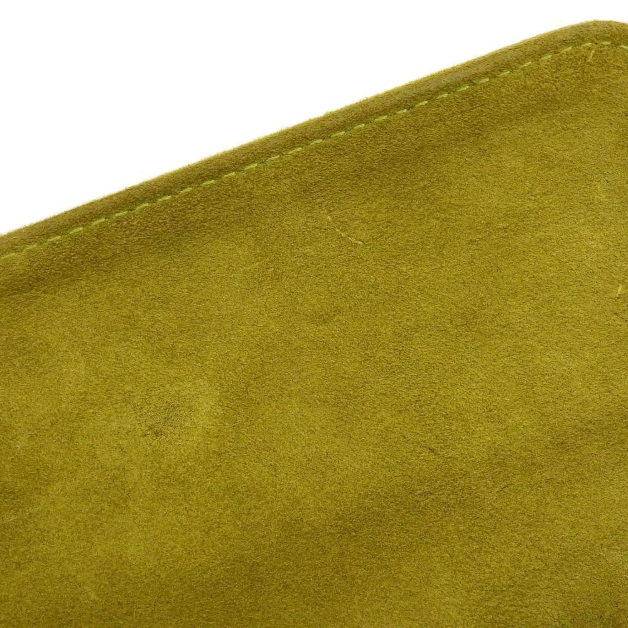 Stylish Pre-Owned Salvatore Ferragamo SALVATORE FERRAGAMO Gancini One Shoulder Bag Suede Green BC217651 (Good)
