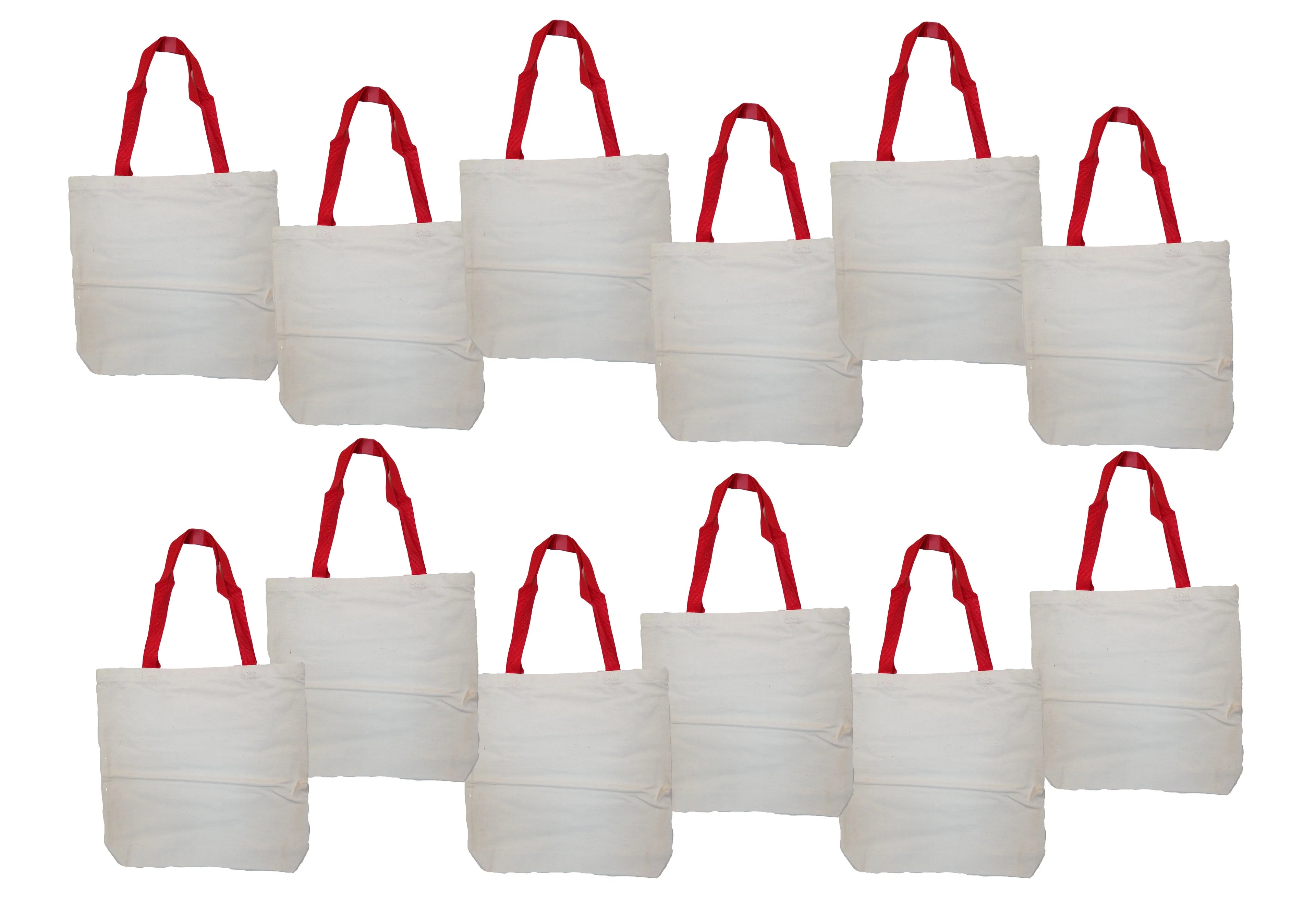 Lot of 12 White Cotton Totes 14 1/2" x 14 1/2" DIY Customize Craft Bags
