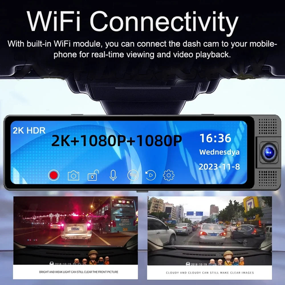 Stylish Spirastell Dashcam,Auto WIFI Wide Car Clear Car Auto Car Camera Dashcam Car Auto Safety Wide Auto Rearview Mirror Car Rearview Video Car - 3 Cameras Wide Mirror Dash Cam Dash Cam - Dashcam 3 Car