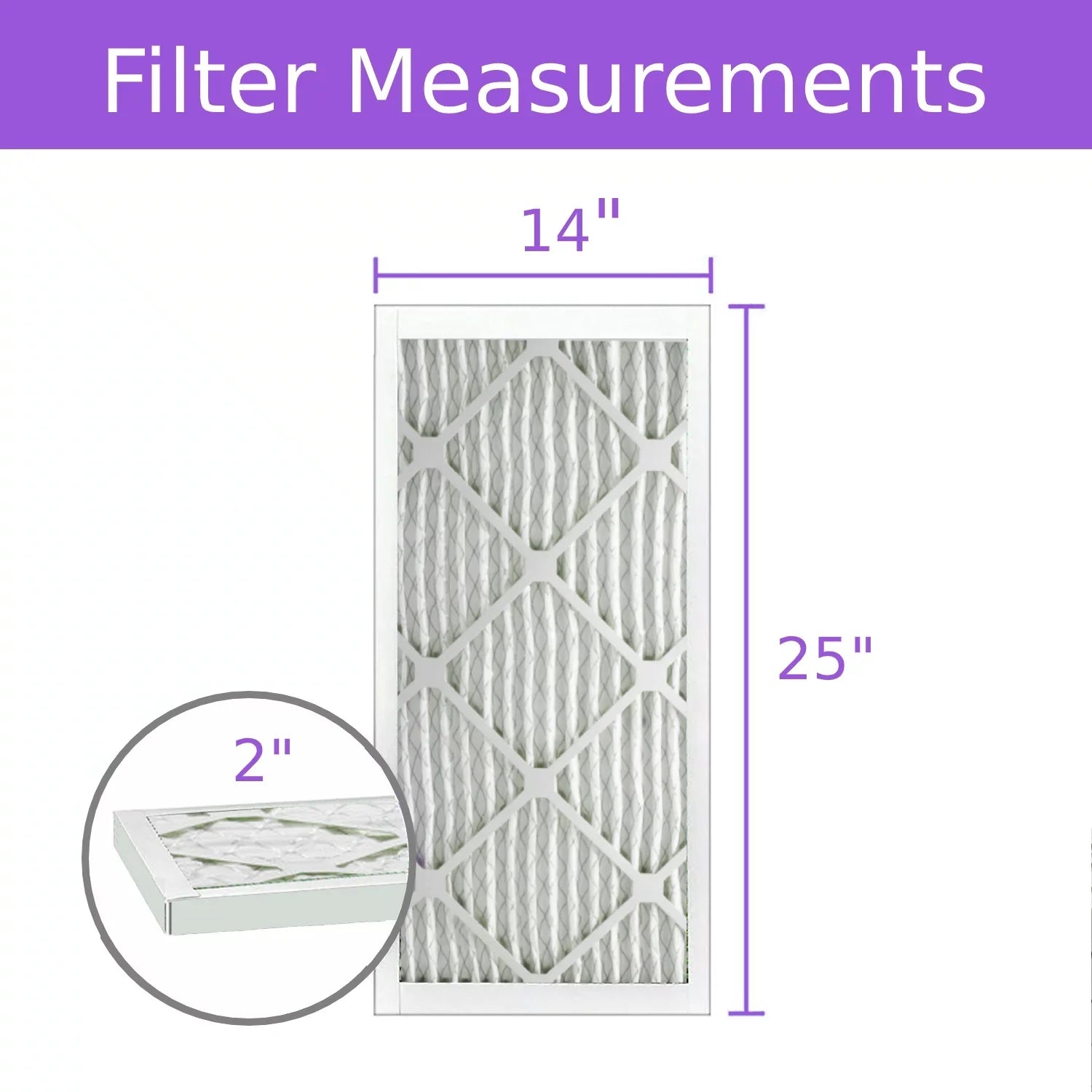 Stylish 14x25x2, Purolator DMK80 Extended Surface Pleated Air Filter, Mechanical MERV 8, (6 Pack)