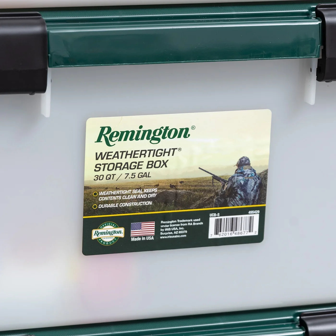 RemingtonÂ® 30 Quart WeatherPro Gasket Storage Box with Buckles Hunter Green, Set of 6