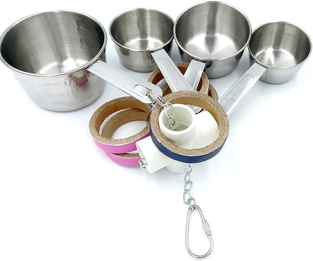 Stylish GILYGI Durable Bird Parrots Pots and Bagel Toys, Pullable Stainless Steel Cup and Cardboard Ring Toys for Amazons Mini Macaws African Greys Cockatoos Eclectus