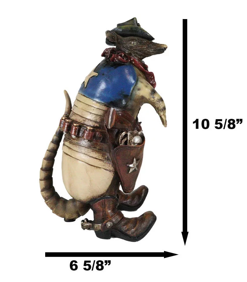 Stylish Western Rustic Texas Sherriff Cowboy Texan Armadillo Big Guns And Boots Figurine