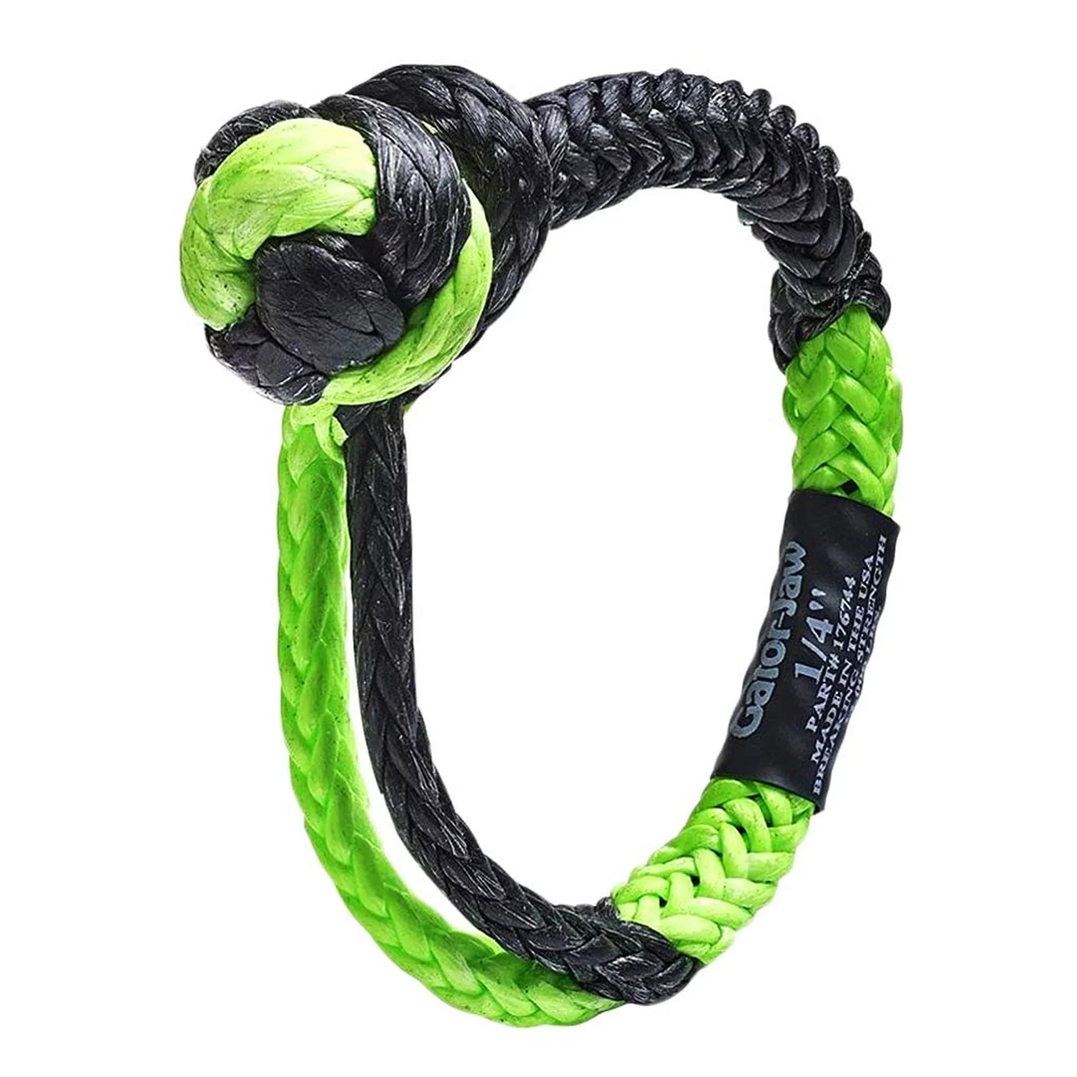 Stylish Bubba Rope 176744 Synthetic Shackle Mini Gator-Jaw 1/4" Breaking Strength of 11,000 lb. with Plasma in Green and Black, Ideal for ATV, UTV, Personal Water Craft and Power Sport Equipment â PAIR (2)
