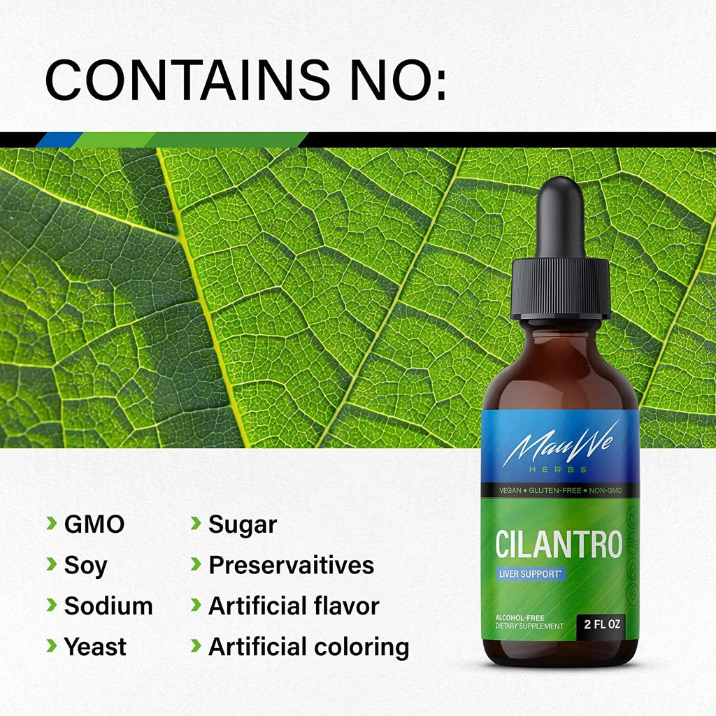 Stylish MAUWE HERBS Cilantro Supplement - Organic Cilantro Leaf Liquid Extract - Coriandrum Sativum Drops for Body Cleansing & Detox - Cilantro Tincture Alcohol Free 2 fl. Oz