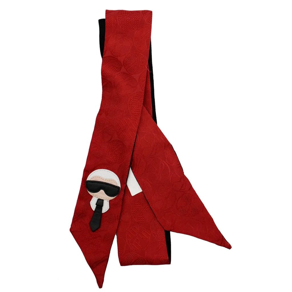 Pre-owned FENDI Karlito Wrappy Silk Scarf Red - Exclusive Design