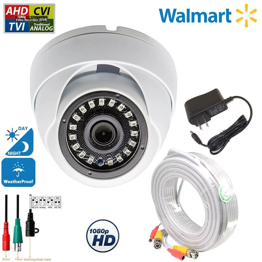 Stylish Evertech 1080p HD CCTV Security Surveillance Camera with 100 feet Video & Power Cable and Power Adapter
