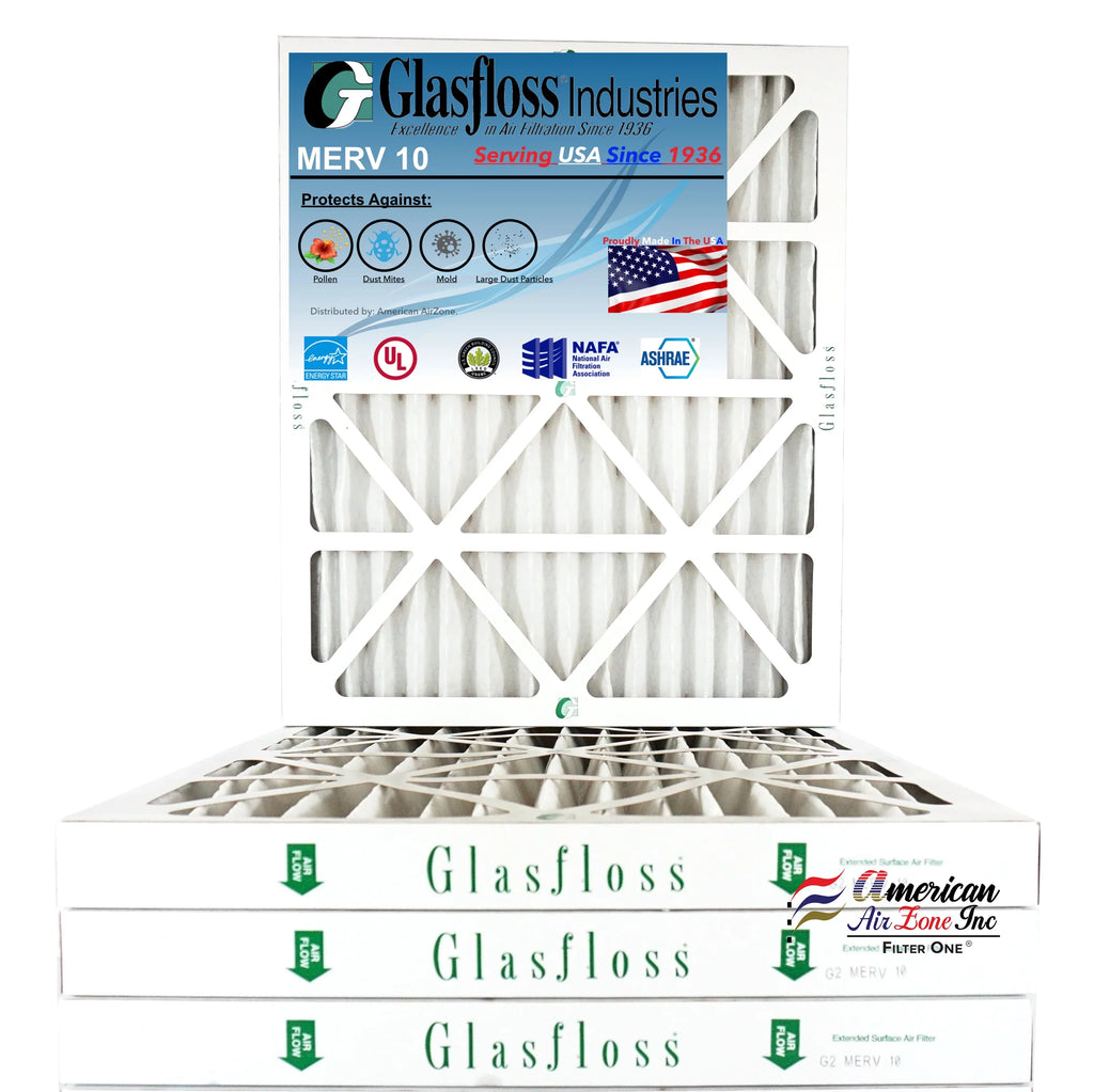 Stylish Glasfloss Air Filter 24x28x2 - 2" MERV 10 - (Pack of 4) - Pleated AC or HVAC Air Filter - Furnace Air Filter - Home or Office - Made In The USA.