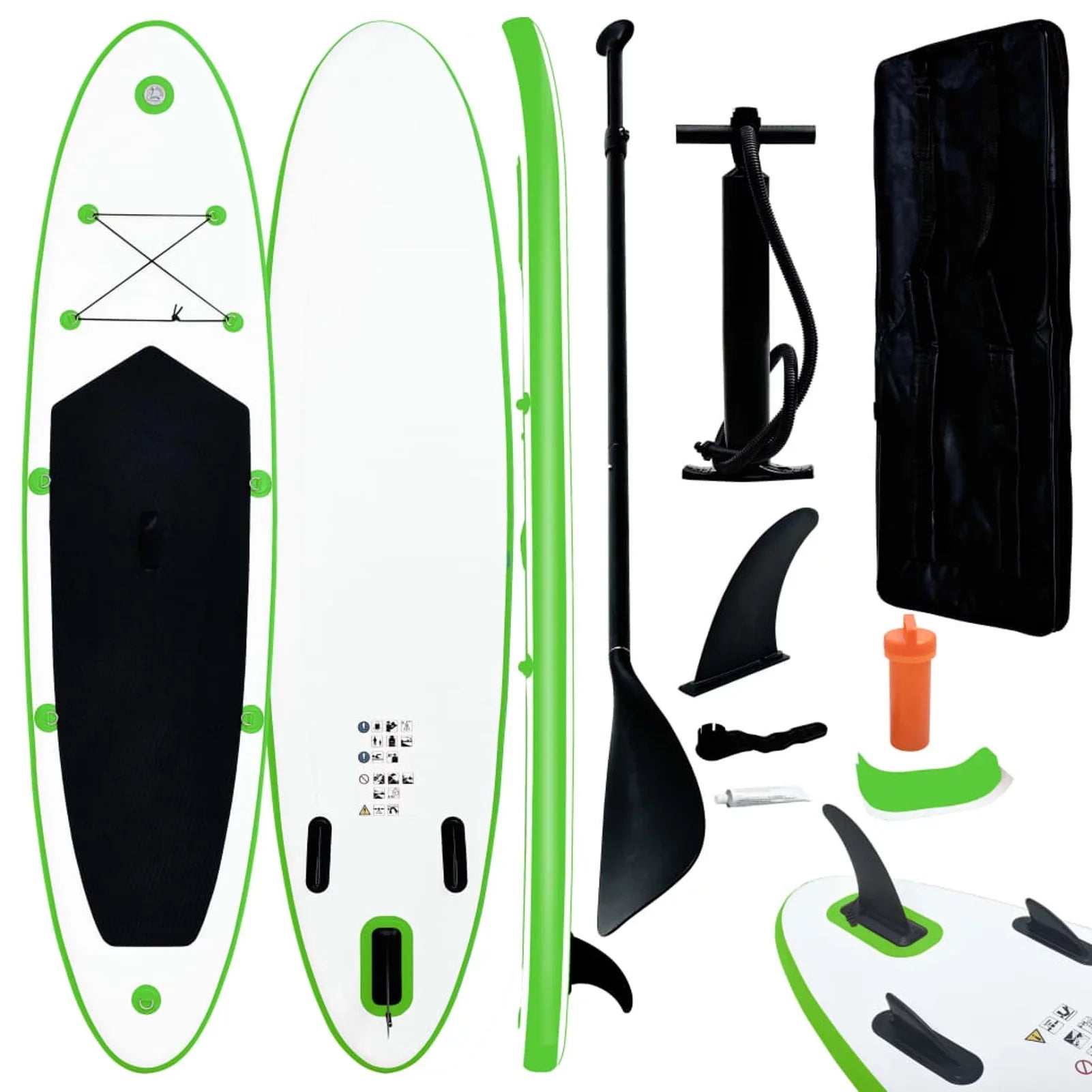 Walmeck Inflatable Paddleboard Set Green and White - Exclusive Design