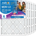 16x20x1 Air Filter MERV 13 Comparable to MPR 1500 - 2200 & FPR 9 Electrostatic Pleated Air Conditioner Filter 6 Pack HVAC AC Premium USA Made 16x20x1 Furnace Filters by AIRX FILTERS WICKED CLEAN AIR. - Exclusive Design