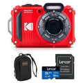 PIXPRO WPZ2 16MP Full HD Waterproof Rugged Digital Camera, Red, Bundle with 32GB Memory Card and Camera Bag