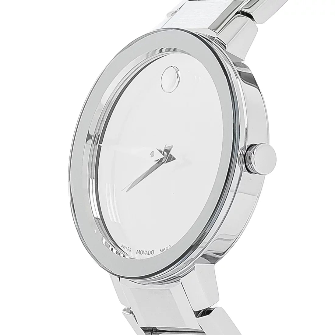 Stylish Movado Sapphire Quartz Silver Mirror Dial Ladies Watch 0607547