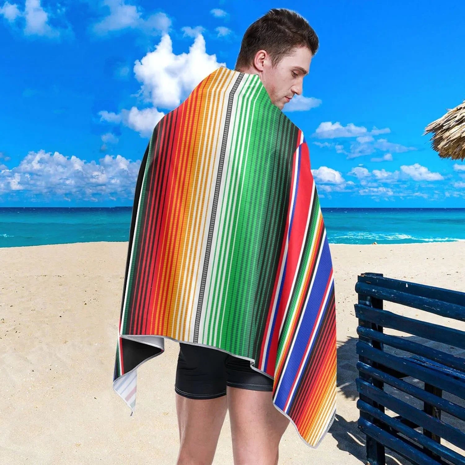 Stylish Bestwell Mexican Serape Blanket Stripes Beach Towel Oversized Towel Blanket, Thin Lightweight Microfiber Sand Free Quick Dry Towel, 30âX60â Multipurpose Pool Bath Yoga Swim Shower Towel