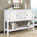 Stylish TREXM Cambridge Series Ample Storage Vintage Console Table with Four Small Drawers and Bottom Shelf for Living Rooms Entrances and Kitchens (Light Navy OLD SKU WF190263AAH)