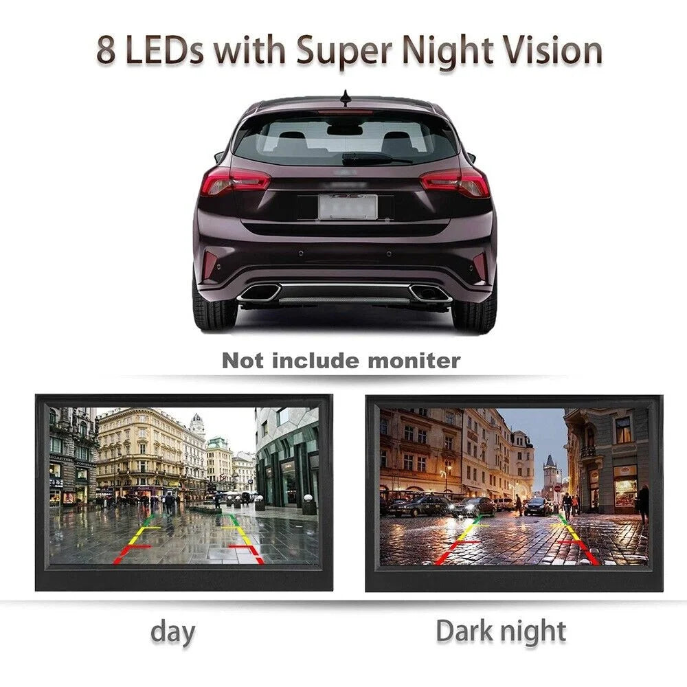 Universal License Plate Waterproof Rear View Reverse Backup HD 8 LED Camera Kit