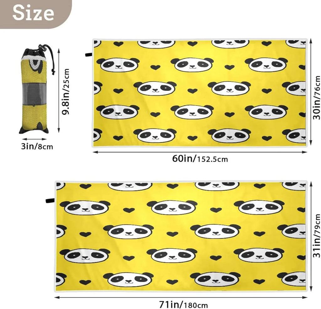 Bestwell Panda Beach Towel Oversized Towel Blanket, Thin Lampweight Microfiber Sand Free Quick Dry Towel, 30âX60â Multipurpose Pool Bath Yoga Swim Shower Towel