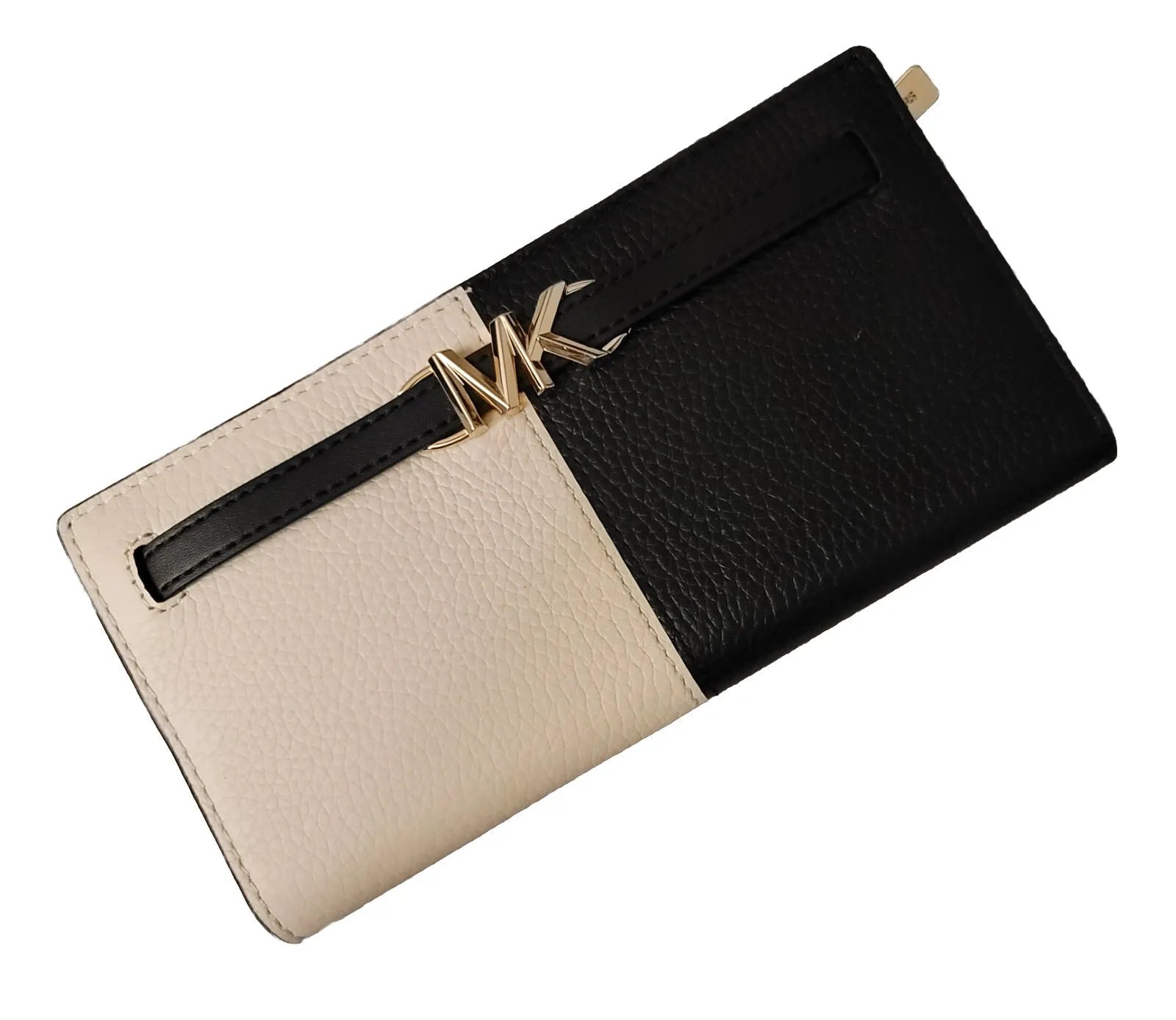 Stylish MICHAEL KORS JET SET REED LARGE FLAP BIFOLD SNAP WALLET BLACK AND WHITE
