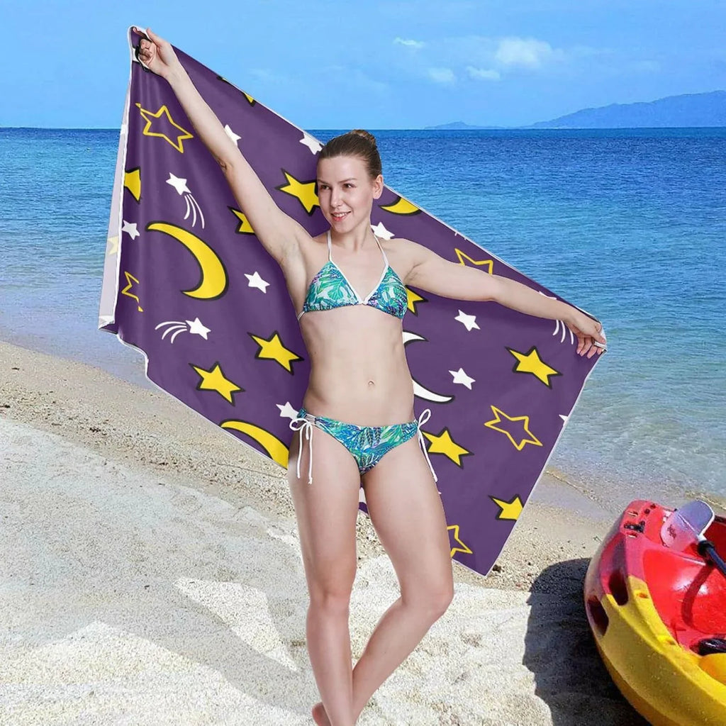 Bestwell Moon and Stars Beach Towel - Lampweight Compact Oversized Travel Towels - Super Absorbent Quick Dry Towel for Swimming Camping Holidayï¼419ï¼