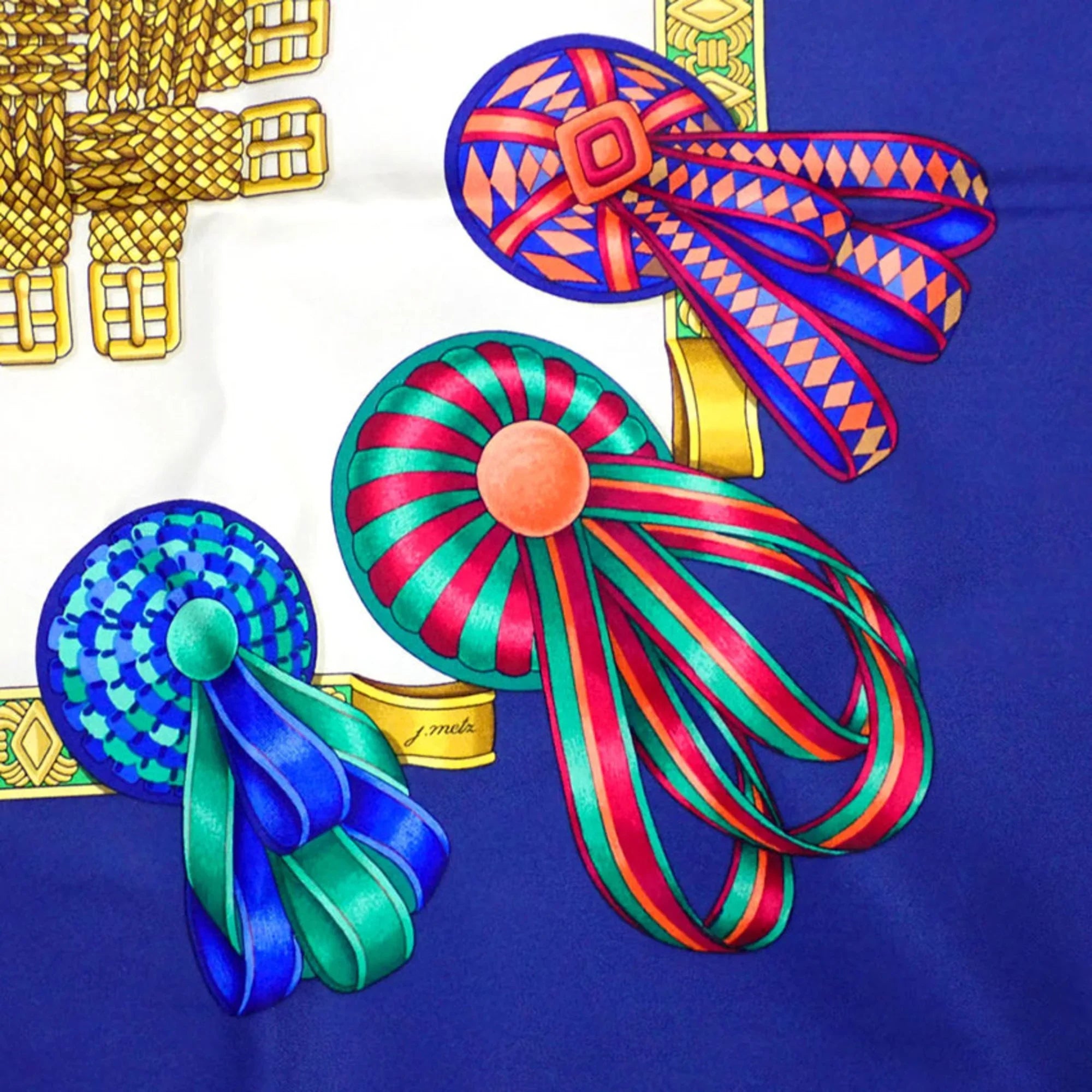 Pre-Owned HERMES Silk LESRUBANSDUCHEVAL Horse Ribbon Scarf Muffler (Good)