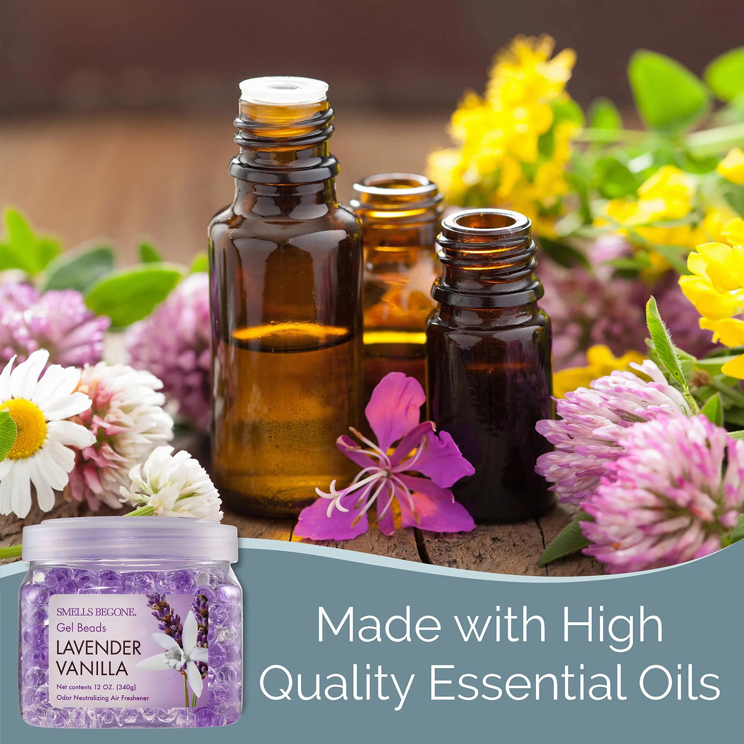 SMELLS BEGONE 12oz 6-Pack Odor Absorber Gel Beads Air Freshener Odor Control Lavender Vanilla Scent