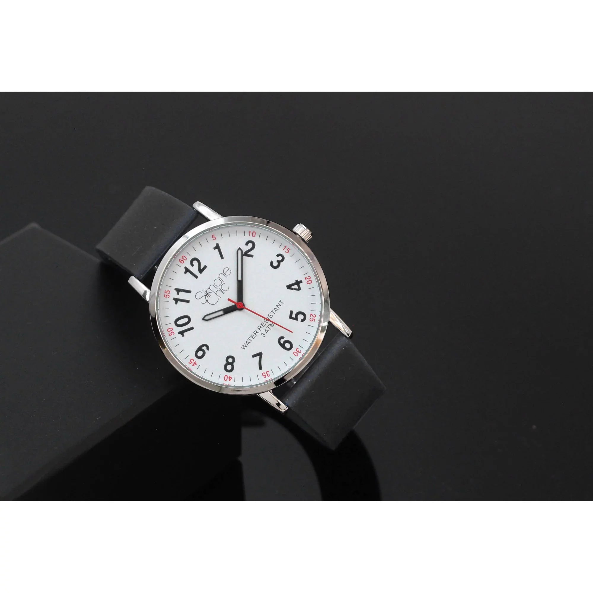 Stylish Watch for Nurse, Medical Professionals and Students â With Second Hand, Easy Read Dial - Hour & Second Arabic Time Indicator, and Silicone Band with Various Colour choice, Nurse Watch- Black