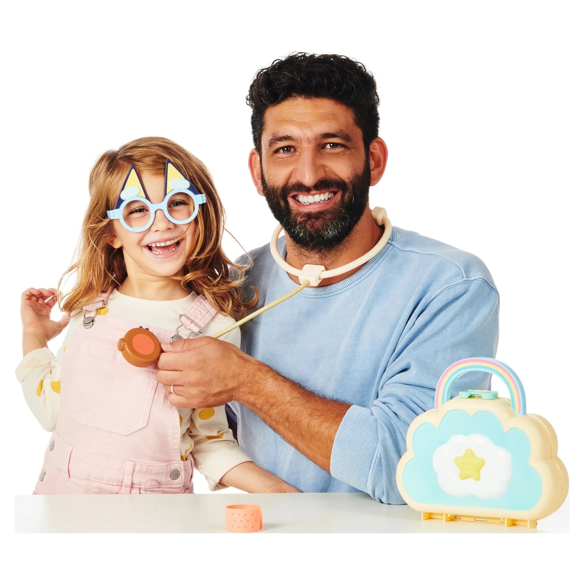Bluey Cloud Bag Doctor's Set, Doctor Check Up Set, Toy Doctor's Playset with 7 Play Pieces, Stethoscope, Syringe, toy Bandage, Stickers, and more , Preschool, Toys for Kids, Ages 3+ - Exclusive Design