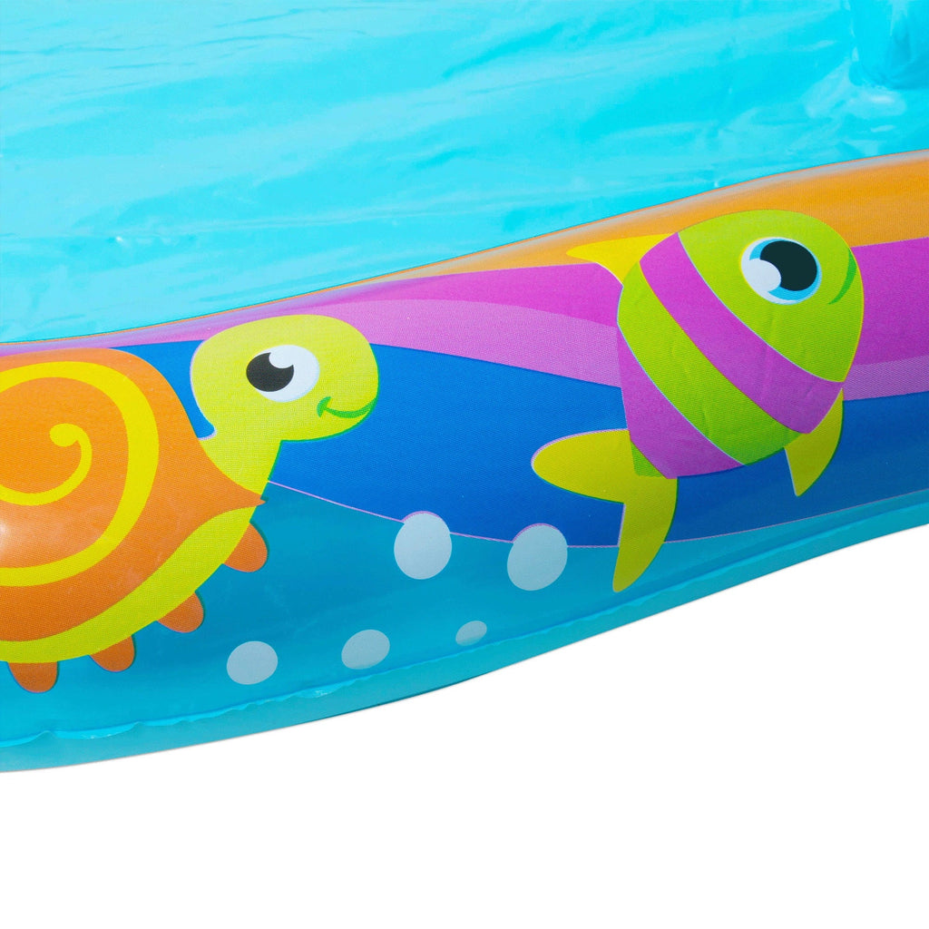 Stylish Banzai Shade 'N Slide Turtle Inflatable Kiddie Splash Pool with Sprinkler