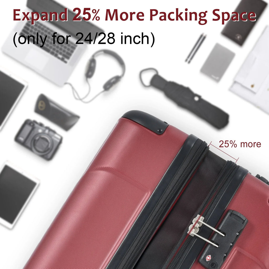 Luggage Suitcase ABS with TSA Lock Spinner and Adjustable Handle Carry on Expansion Hardshell Lightweight 20in, Airline Approved