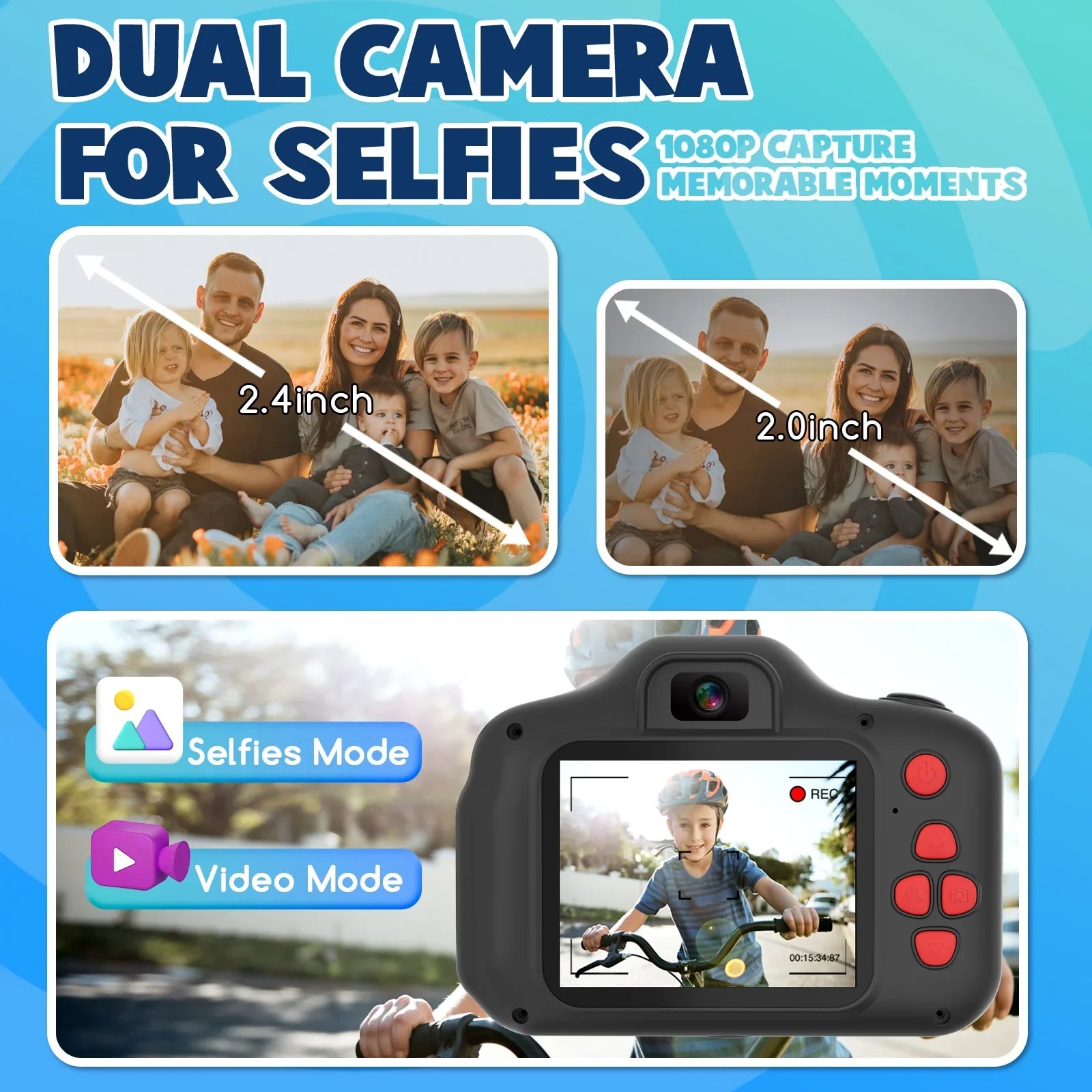 Stylish Seckton Upgrade Kids Digital Camera with Fill Light, Toys for 5 6 7 8 9 10 Year Old Boys Birthday Gift -Black