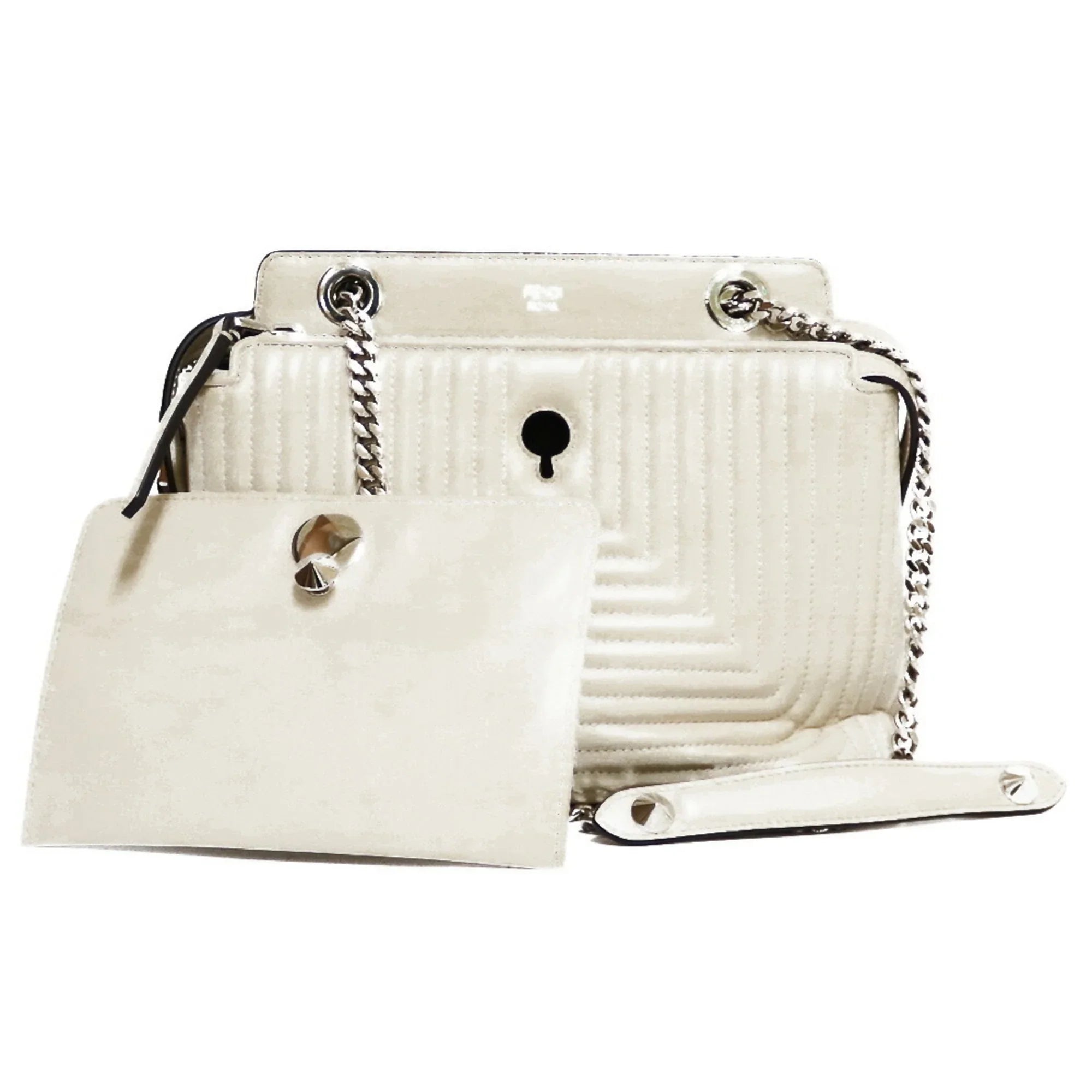 Pre-Owned FENDI Shoulder Bag Dot Com Ivory White Ladies (Fair) - Exclusive Design