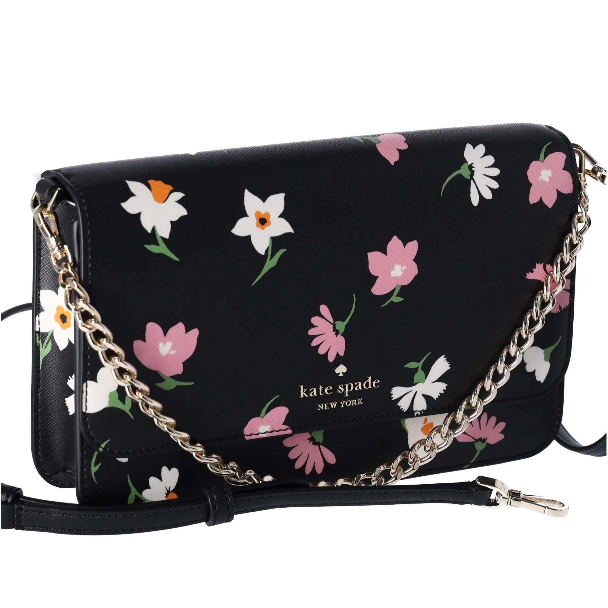 Kate Spade Madison Black Floral Waltz Flap Convertible Crossbody KF441 - Exclusive Design