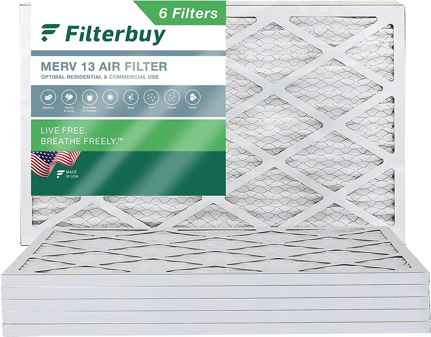 Stylish Filterbuy 12x36x1 MERV 13 Pleated HVAC AC Furnace Air Filters (6-Pack)