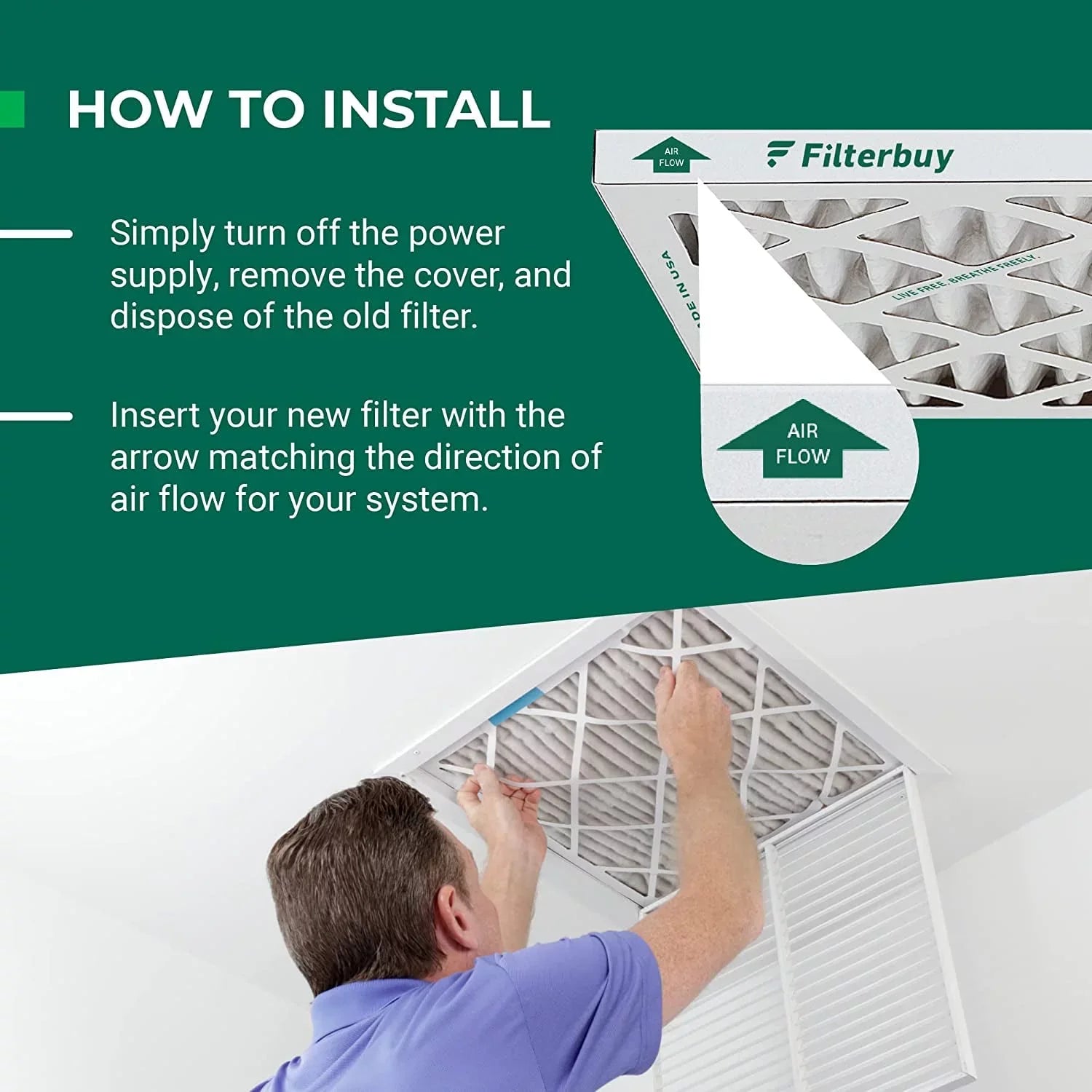 Filterbuy 20x24x4 MERV 13 Pleated HVAC AC Furnace Air Filters (1-Pack)