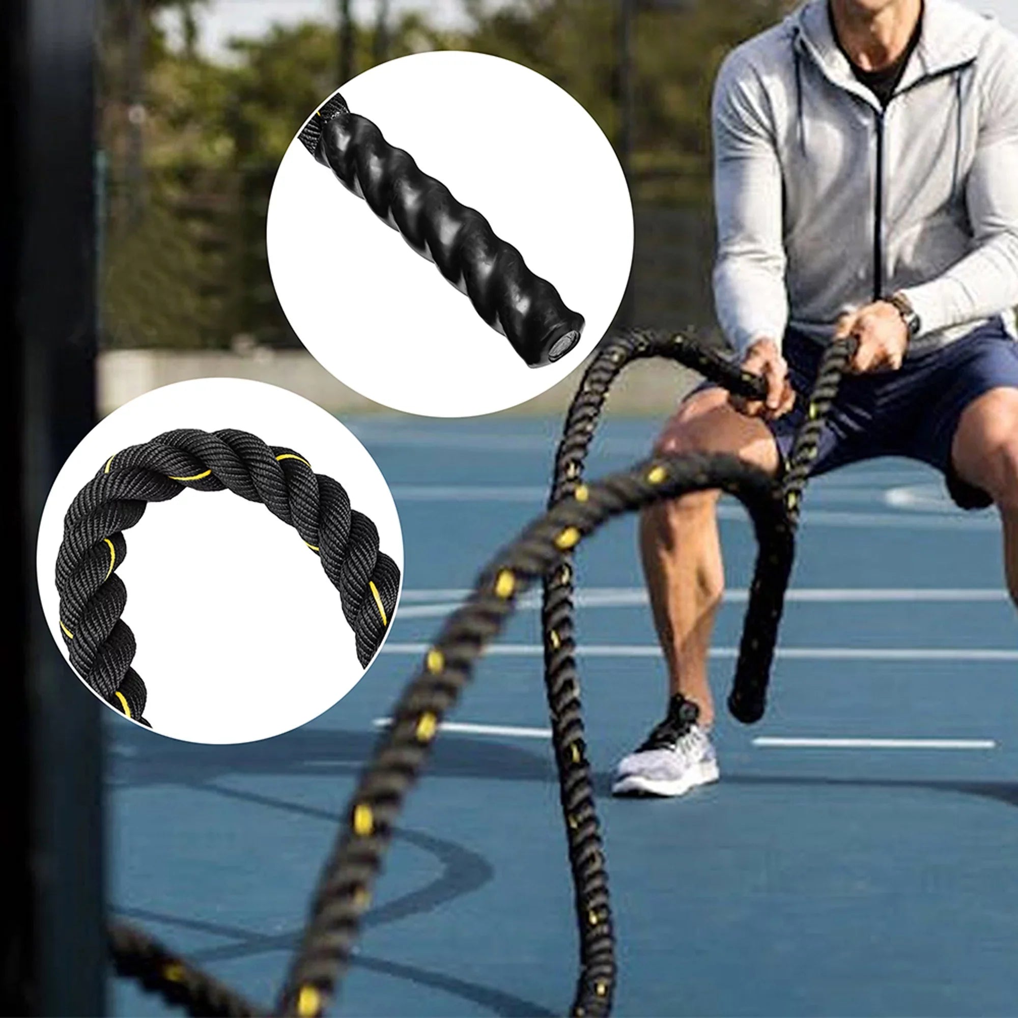 NK 49.2ft Length, Heavy Jump Rope Skipping Rope Workout Battle Ropes Total Body Workouts Power Improve Strength Building Muscle for Mens/Womens
