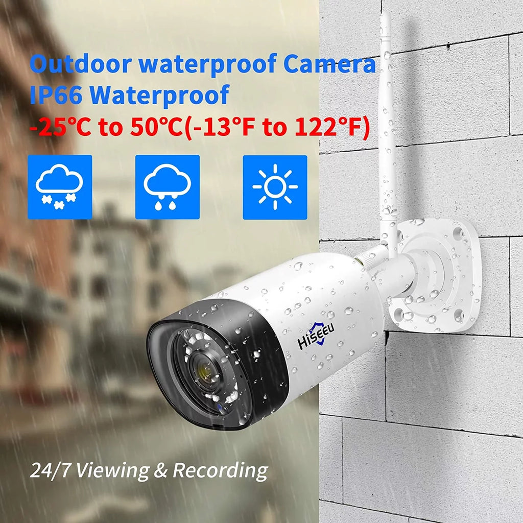 Stylish Hiseeu 5MP Security Camera System with 1TB Hard Drive, Outdoor Security Camera Wireless Wifi with Two-Way Audio,Human Detection, Home Security Cameras System