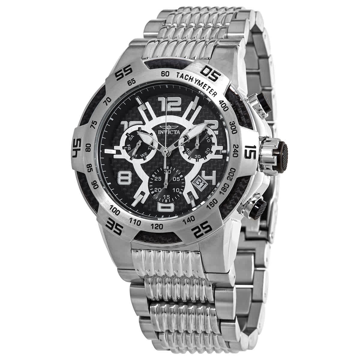 Stylish Invicta Speedway Chronograph Black Carbon Fiber Dial Men's Watch 25285