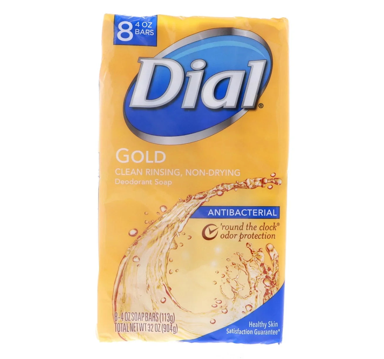 Stylish Dial Gold Clean Rinsing, Non-Drying Deodorant Antibacterial Bar Soap (8 Bars) 32 oz 3 Pack