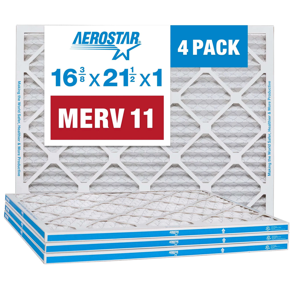 Stylish Aerostar 16 3/8 x 21 1/2 x 1 MERV 11 Pleated Air Filter, AC Furnace Air Filter, 4 Pack