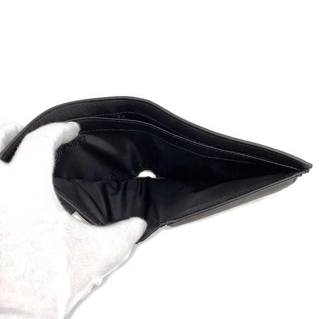Pre-Owned Emporio Armani folio wallet black white Y4R165 leather EMPORIO ARMANI men's (Like New) - Exclusive Design