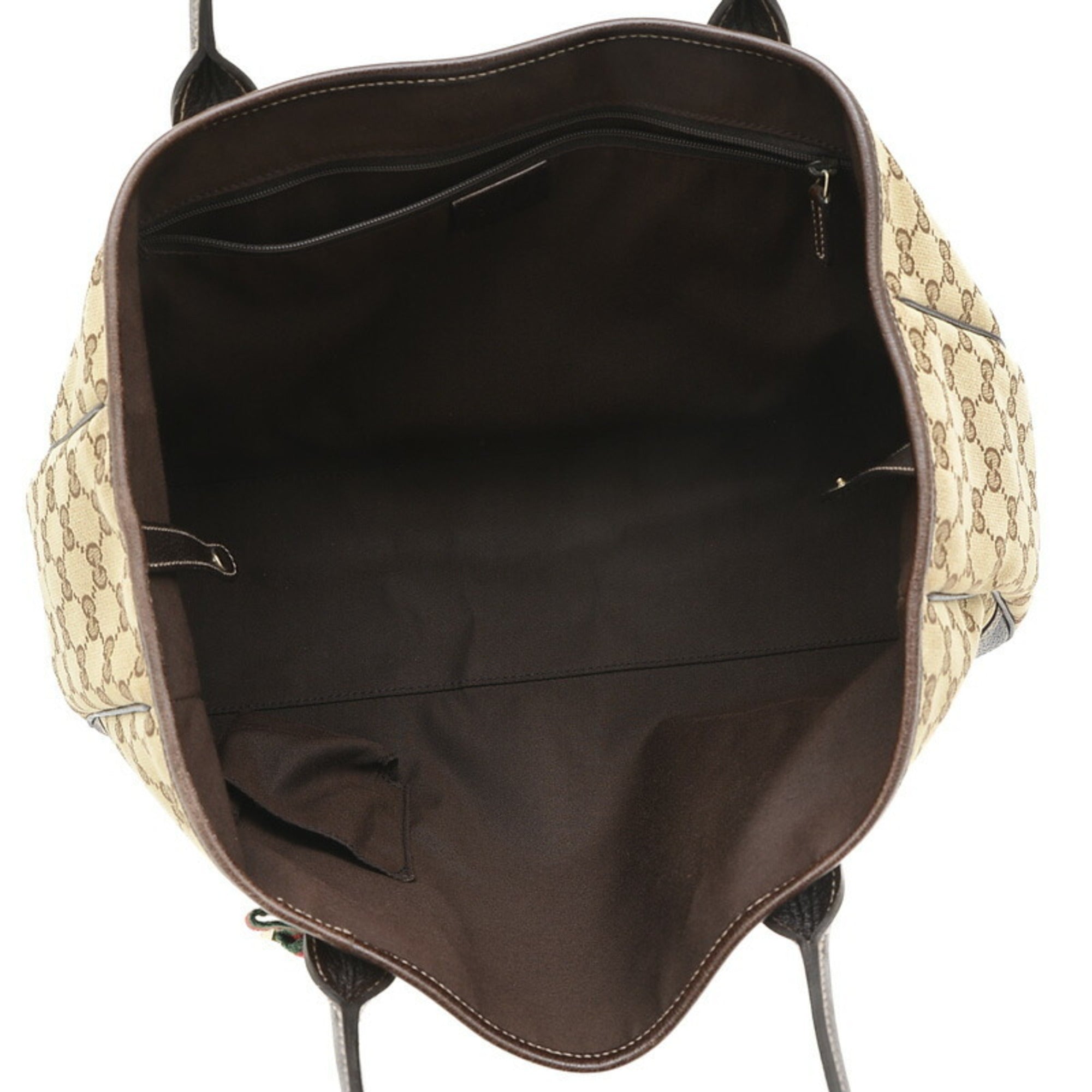 Pre-Owned Gucci GG Pattern Princess Ribbon Tote Bag Canvas Leather Beige Brown 163805 (Good)