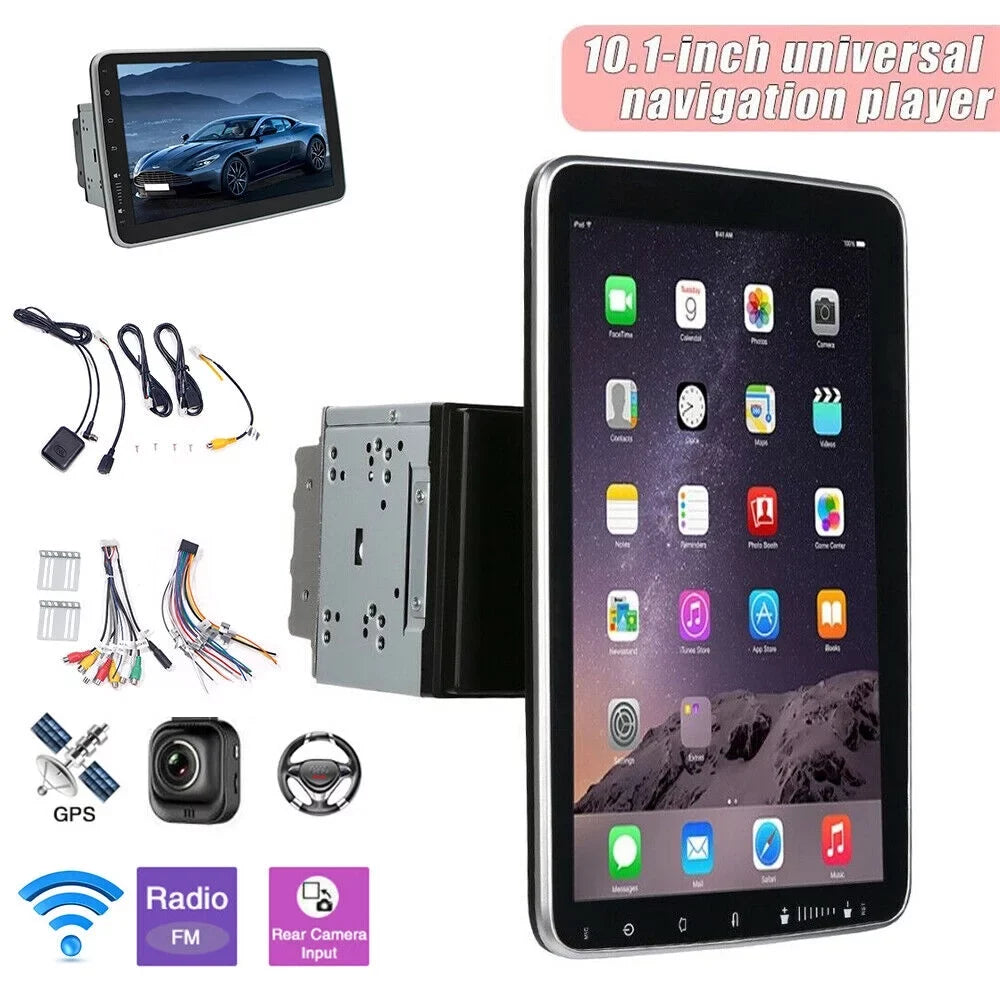 JahyShow Rotary Double Spindle Navigation - 10.1 Inch Android 9.1 GPS Player with Dual Din Touch Screen