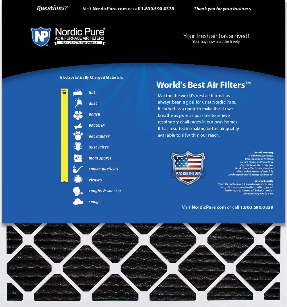 30x36x2 Geothermal MERV 10 Pleated Plus Carbon AC Furnace Filters 3 Pack - Exclusive Design