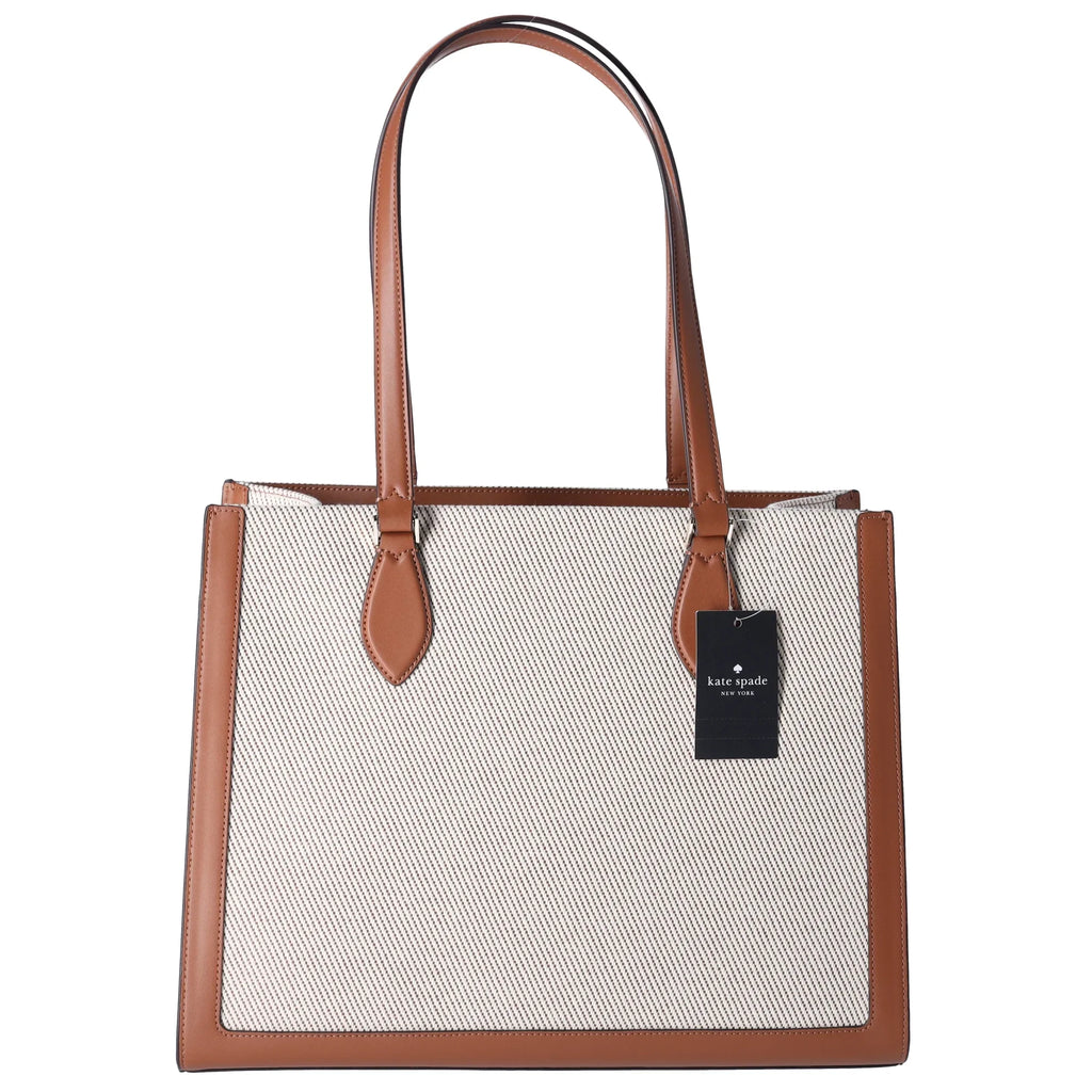 Kate Spade KF508 Ellie Canvas Leather Large Shoulder Tote Warm Gingerbread - Exclusive Design
