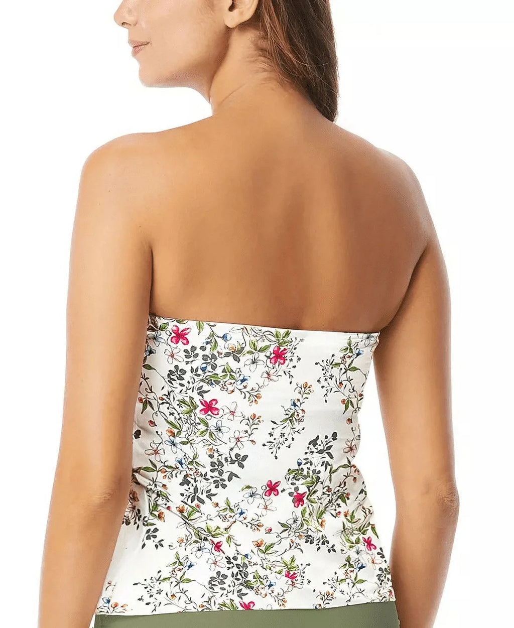 Vince Camuto IVORY Draped Bandeau Tankini Swim Top, US Small - Exclusive Design