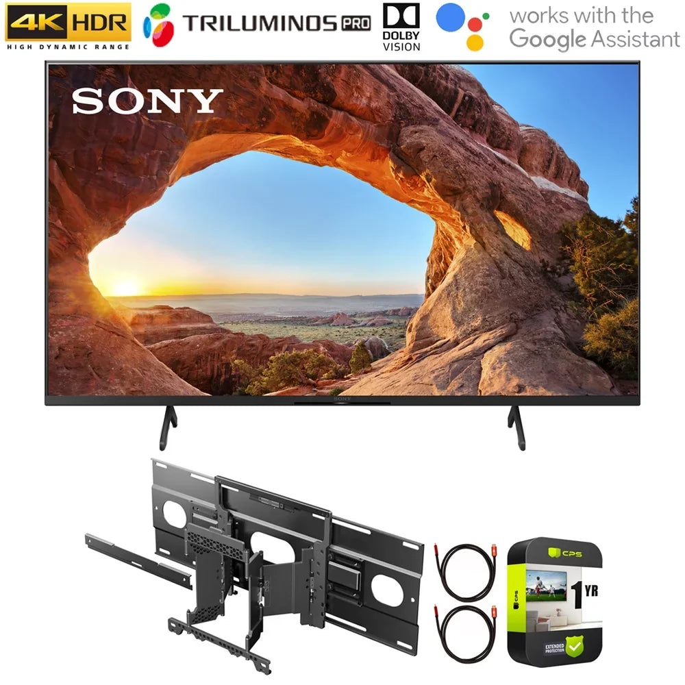 Stylish Sony KD55X85J 55 Inch X85J 4K Ultra HD LED Smart TV (2021 Model) Bundle with Sony SU-WL855 Ultra Slim Wall-Mount Bracket and 1 Year Extended Protection Plan
