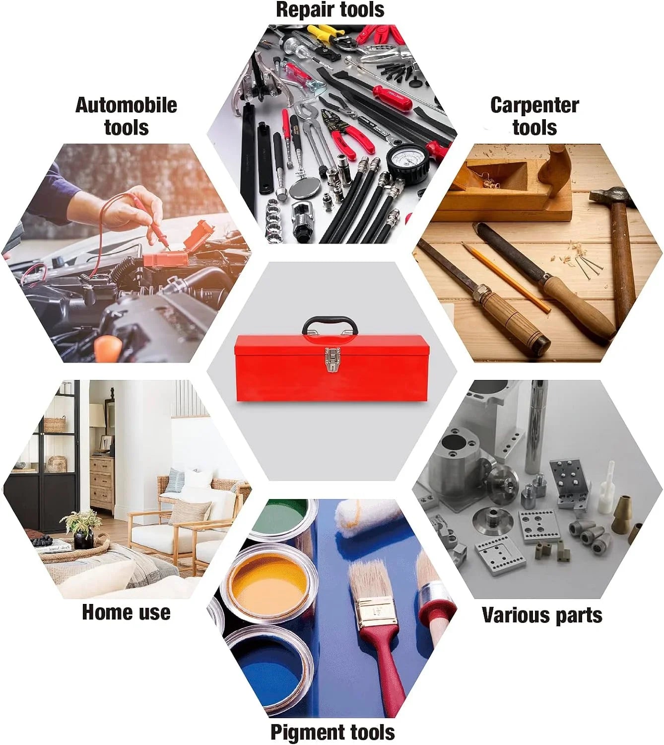 BIG RED 19" Hip Roof Style Portable Steel Tool Box for Storage Organizer,Red,W101TB
