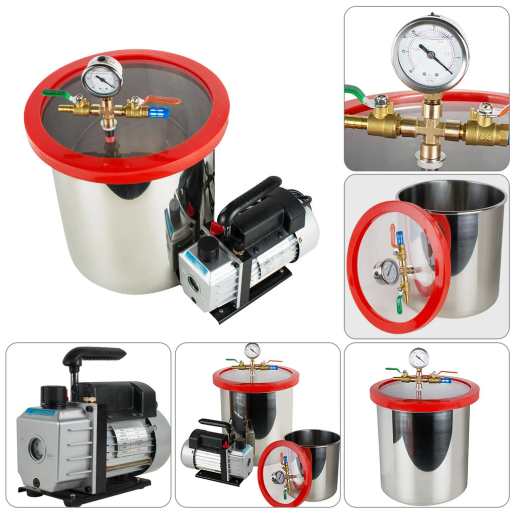 5 Gallon Vacuum Degassing Chamber Kit - Easily Remove Air Bubbles with Stainless Steel Silicone Machine and Powerful 3CFM Vacuum Pump - Exclusive Design
