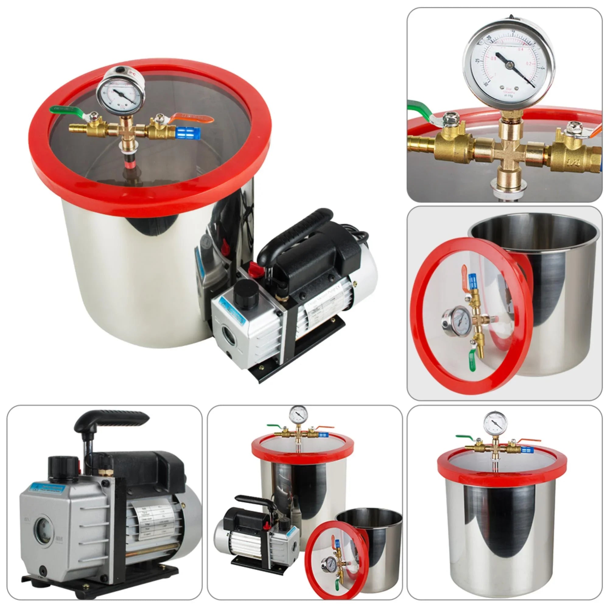 5 Gallon Vacuum Degassing Chamber Kit - Easily Remove Air Bubbles with Stainless Steel Silicone Machine and Powerful 3CFM Vacuum Pump - Exclusive Design